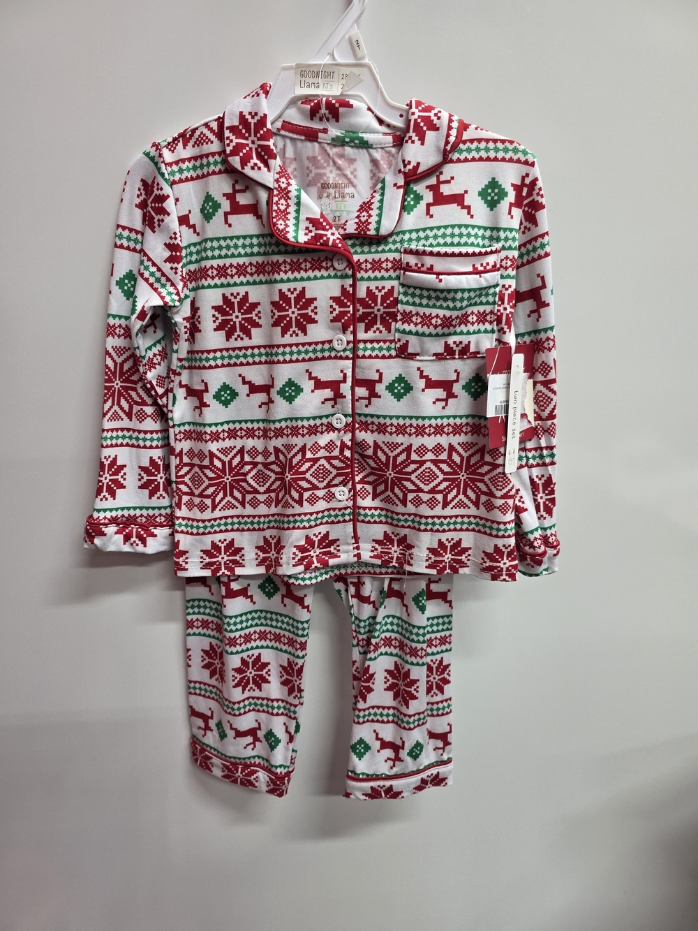 Kids Holiday Fair Isle Pajama Set - Red & Green